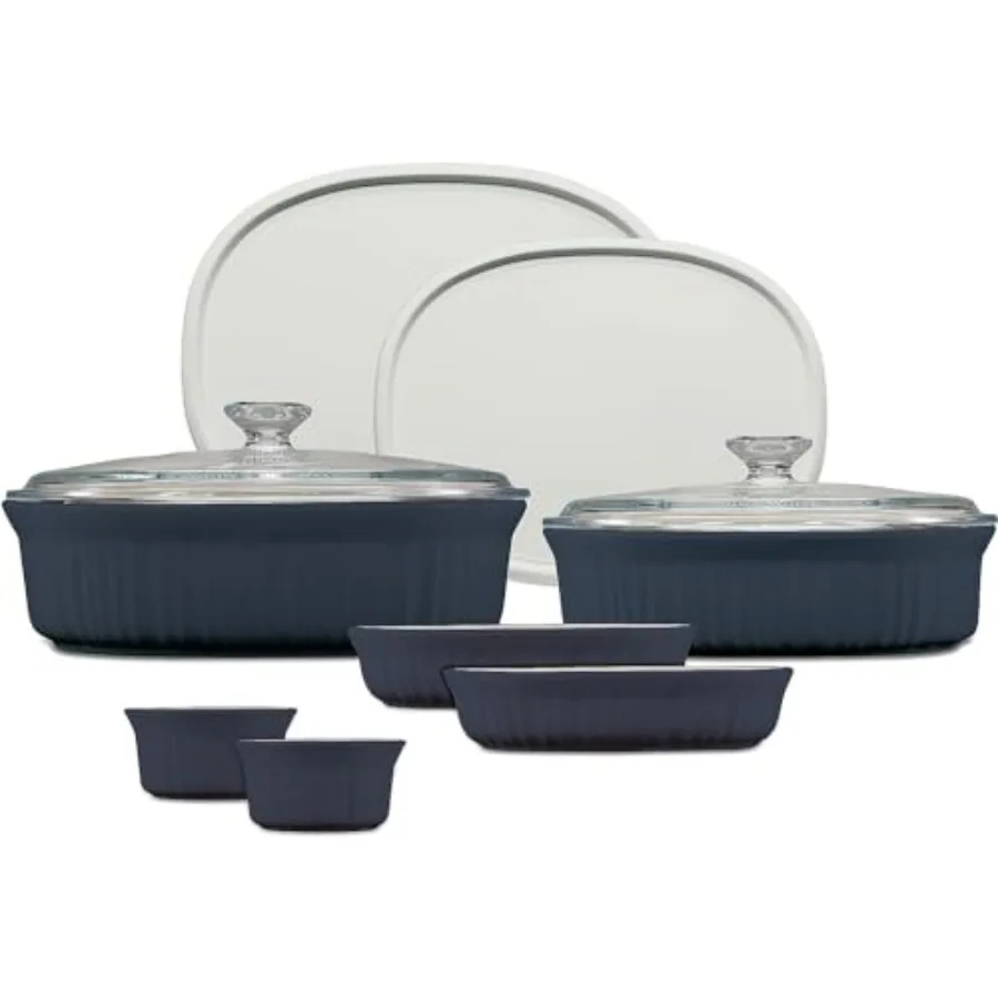 

Ceramic Bakare Set wi Lids Chip and Crk Resnt Stware BakinDish Miwave Dishwasher Oven Freezer and Fridge Safe 0-Piece French Na