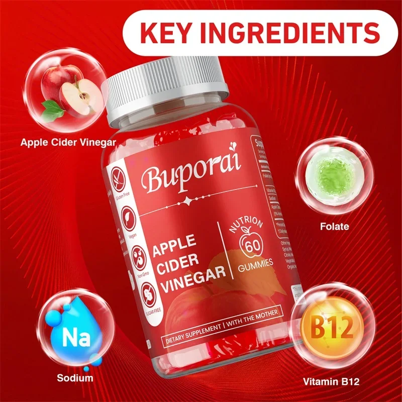 

Apple Cider Vinegar Gummies - Balanced Intestinal Flora, Promotes Immune and Digestive Health, Boosts Energy Levels