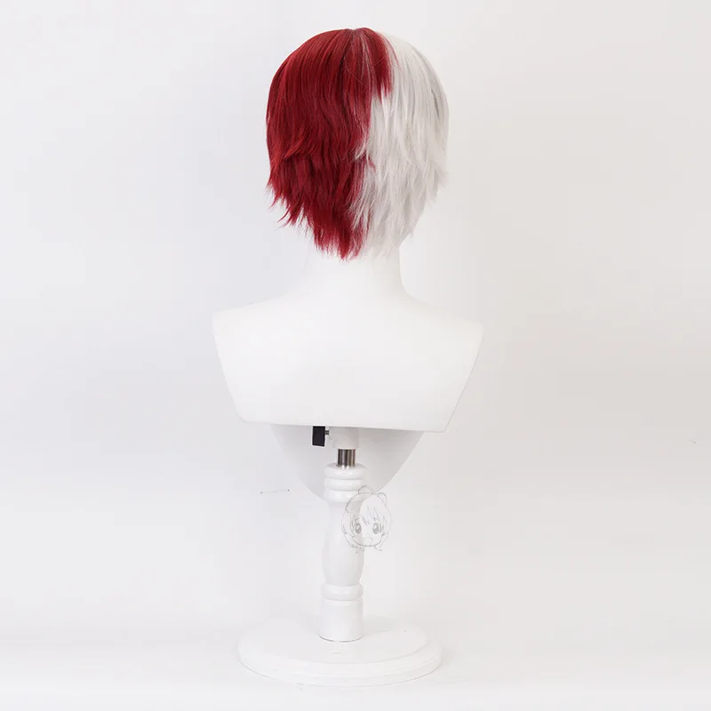 Anime Shoto  Todoroki Cosplay Wig Short White Red Party Anime My Hero Academia  Cosplay Wigs Heat Resistant Synthetic Wigs