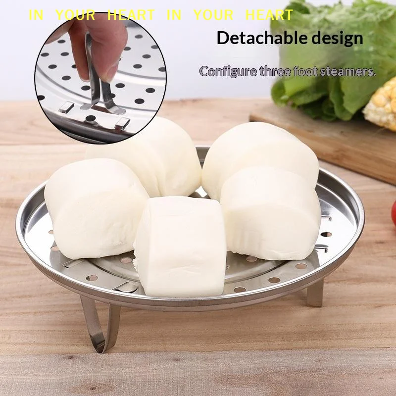 【X】Stainless Steel Steamer Rack Rust Resistant Detachable Non-Scratch Legs for Home Kitchen Pots Pans Steaming Food Use