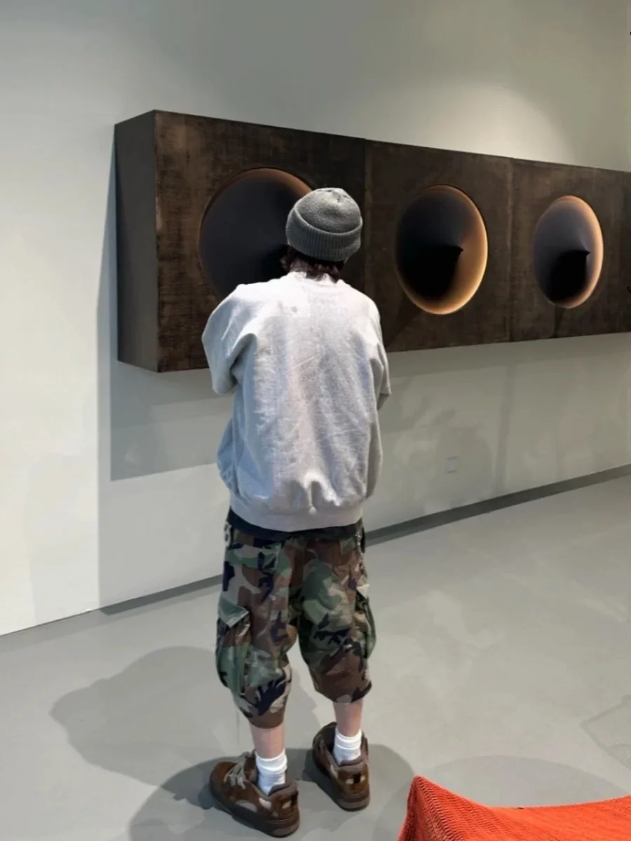 

M65 Камуфляжные укороченные шорты-карго с силуэтом для мужчин, широкие мешковатые шорты, свободные брюки выше колена большого размера