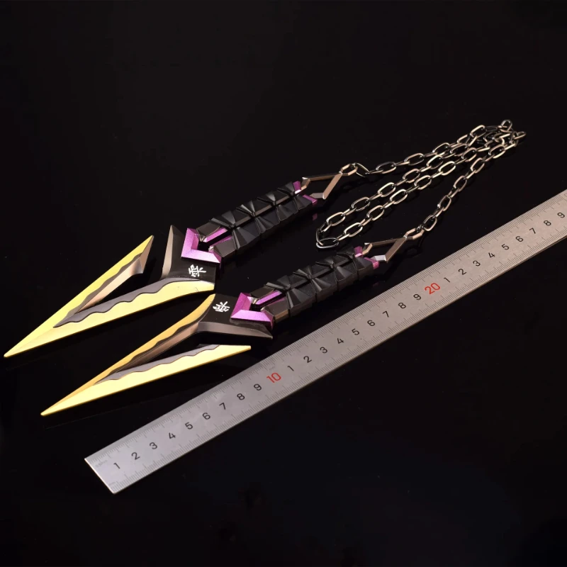 22cm/8.66in Valorant Knife 게임 주변기기 사무라이 검 Kuronami No Yaiba 보라색 Karambit 금속 칼 무기 모델 공예 장난감