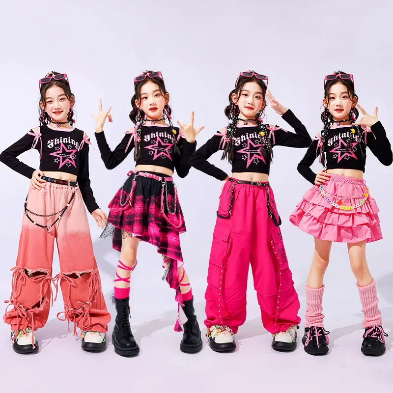 

Girls Street Dance Performance Outfit Children's Fashion Show Set Dopaamine Jazz Dance Costume for Girl Group Trendy Kids