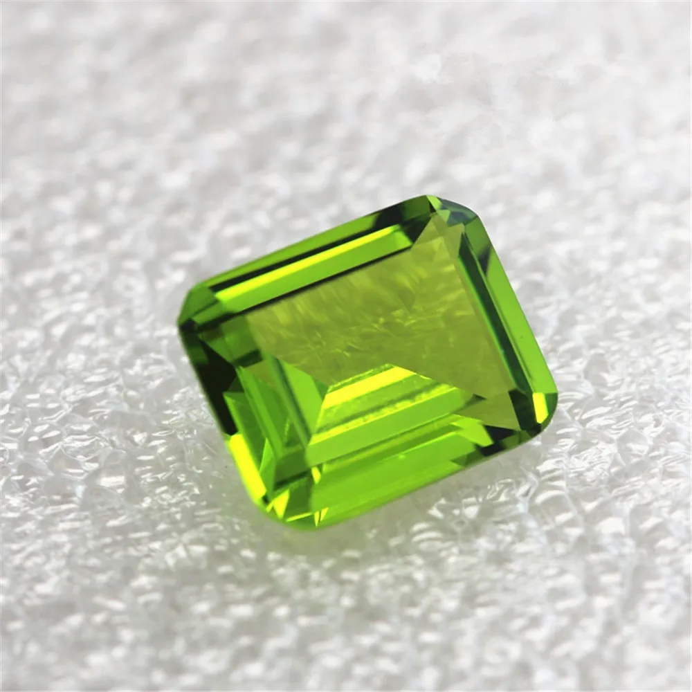 

High Quality Peridot Rectangle Faceted Gemstone Emerald Cut Peridot Gem 10X12mm PD030