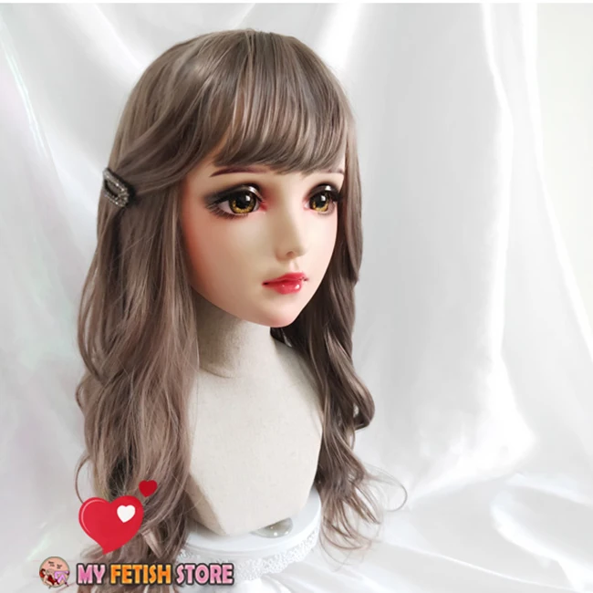 (Fei) femme douce fille résine demi-tête Kigurumi BJD yeux Crossdress Cosplay japonais Anime rôle Lolita masque avec yeux et perruque