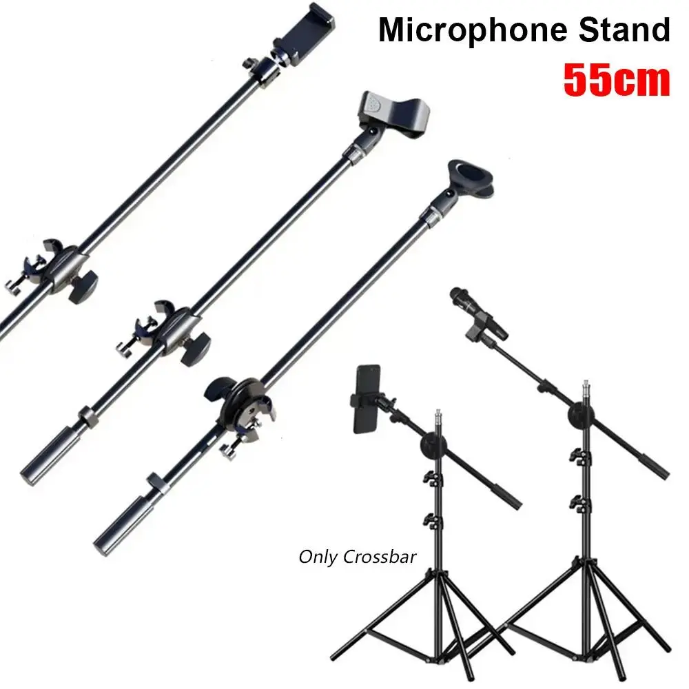 1Pcs New 55cm Rotating Microphone Stand Designed 3/8 Thread Crossbar Arms Phone Holder Cross Bar Adjustable Extension Bracket