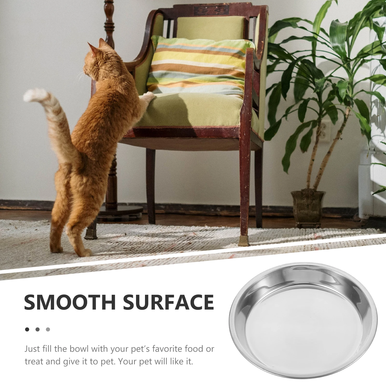 

4pcs Stainless Steel Cat Durable Food Water Easy Clean Shallow Kitten Household Wear-Resistant Supplies Feeding Accessories Pet