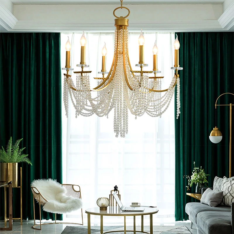 

Romantic Art Candle Chandeliers Luxury Crystal Hanging Light Hotel Villa French Country Living Room Bedroom Kitchen Pendant Lamp