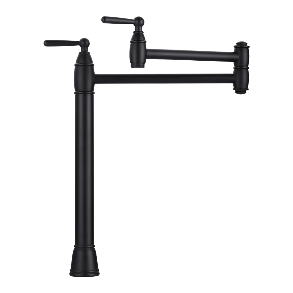 YYHC-Deck Mount Kitchen Sink Faucet with Stretchable Double Swing Joints,Brass Black Pot Filler Faucet