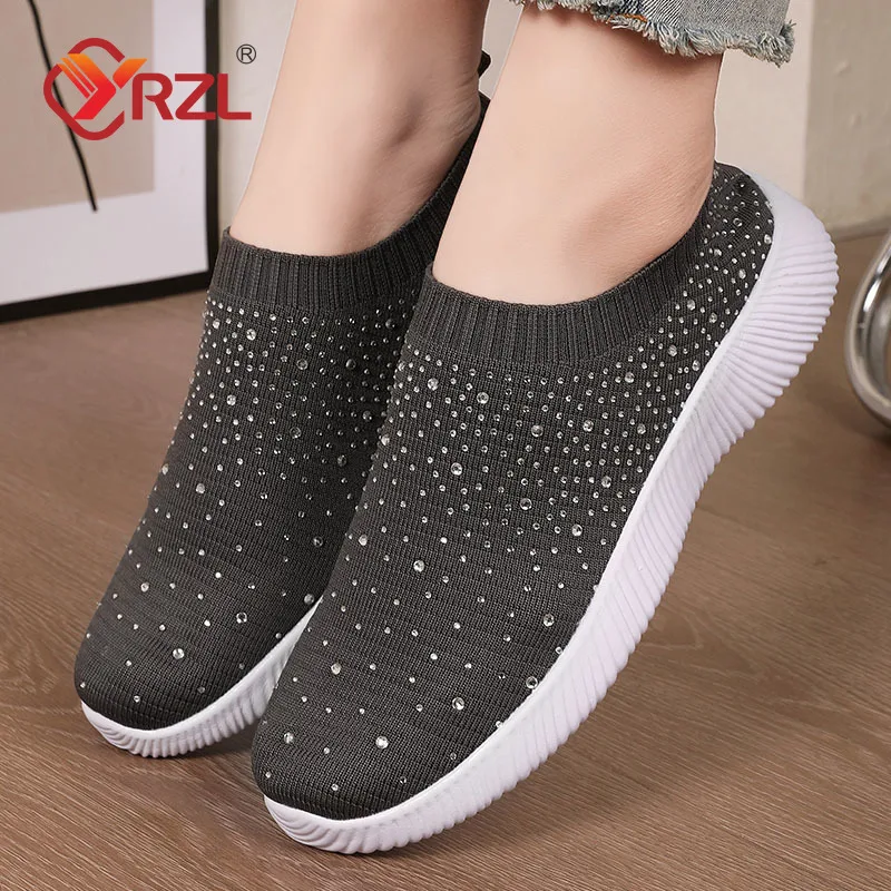 YRZL Spring Women Vulcanized Shoes High Quality Lightweight Sneakers Slip on Flats Comfortable Plus Size Walking Flat Shoe Women