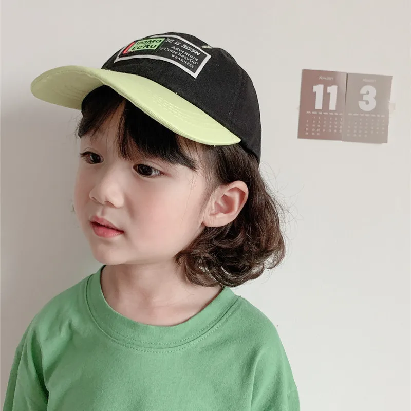 Spring, Summer, Autumn Children's Labeling Baseball Cap Color-blocking Letters Children's Hip-hop Hat Adjustable Peaked Cap