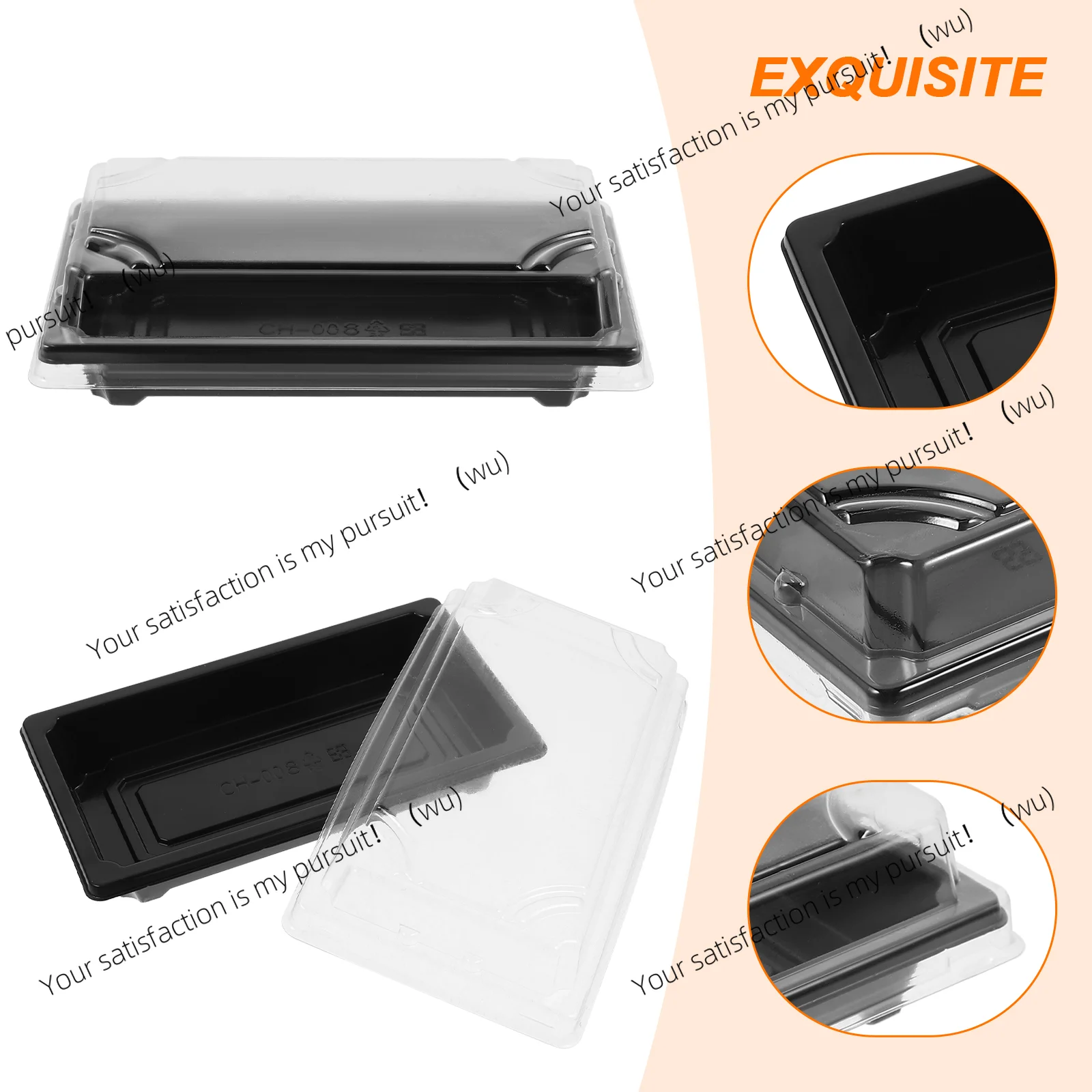 50PCS Sushi Box Sushi Tray Meal Prep Containers Lunchbox with Lid Storage Containers for Kitchen Restaurant