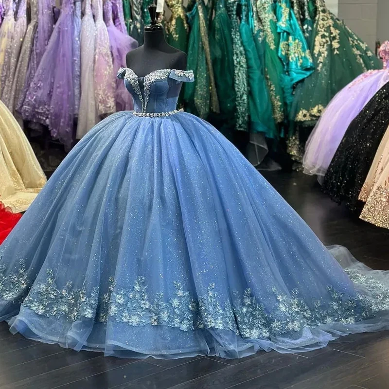 Real Picture Saudi Arabic Quinceanera Dresses Sweet 16 Girls Flower Applique Women Prom Birthday Party vestidos de xv años 2024