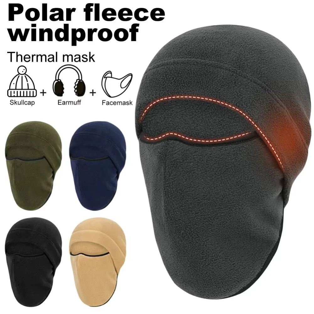 

Soft Solid Color Fleece Balaclava Hat Breathable Face Mask Hike Cycling Cap Windproof Pullover Mask Hood Beanies Outdoor