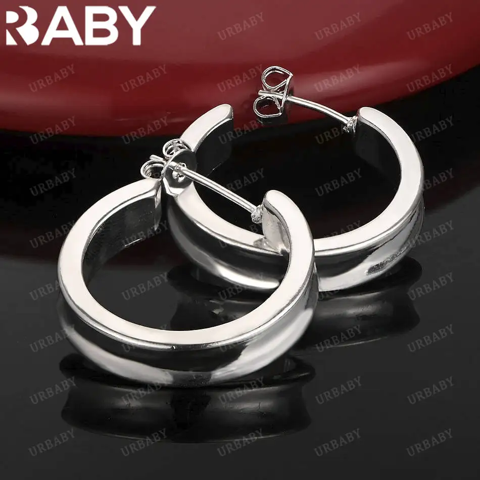 

URBABY 925 Sterling Silver Round Earrings Stud Earrings For Women Charm Trend Birthday Gifts Fashion Party Fine Jewelry