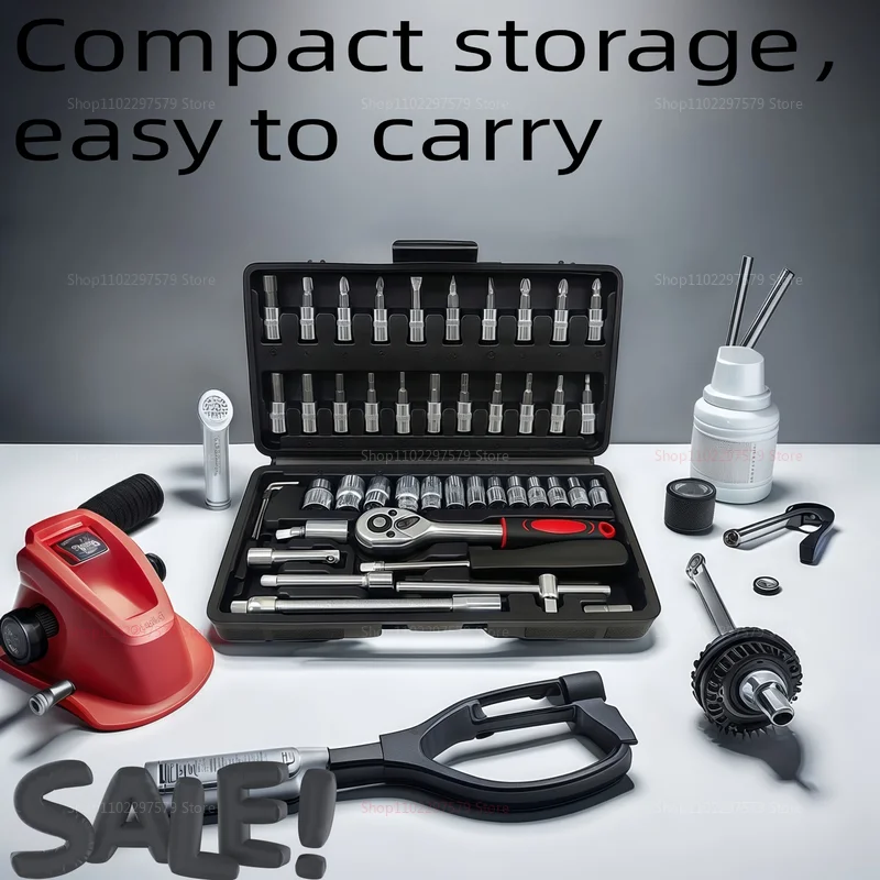 46 قطعة مجموعة أدوات إصلاح 1/4 بوصة مجموعة مقابس مع مفتاح عزم السقاطة أدوات إصلاح ميكانيكي السيارات للسيارات وصيانة السيارات