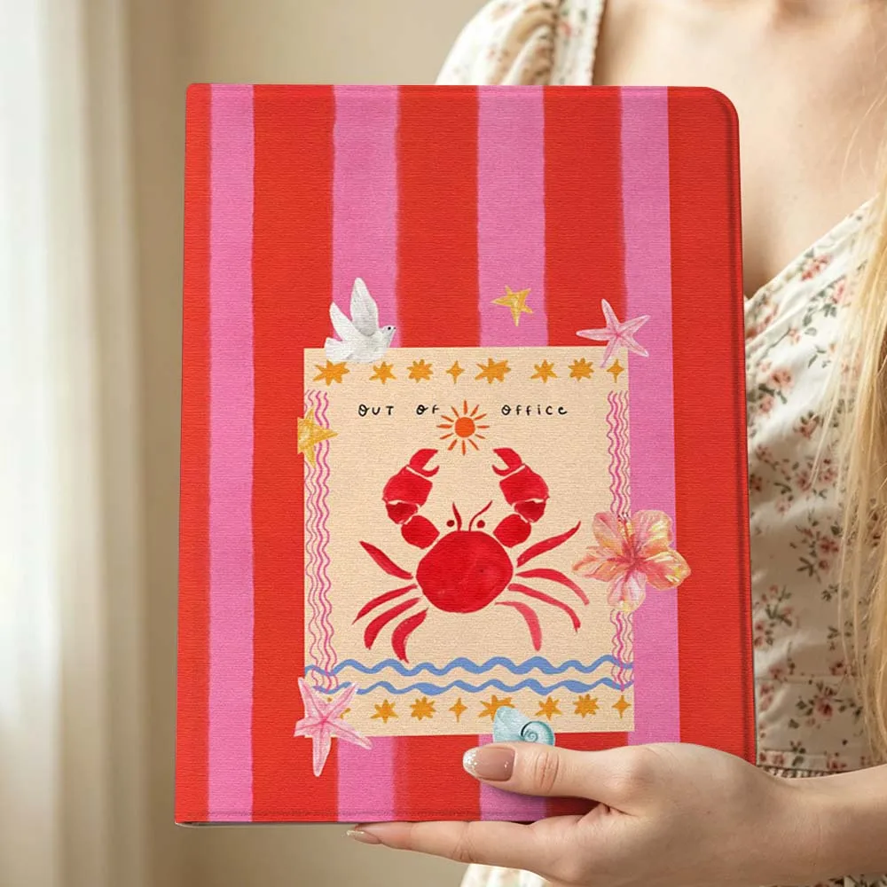 Crab Beach Outfit Pen Tray For Huawei MediaPad MatePad Honor Pro V6 9 V8 X9 X 10 13.3 12.3 11 11.5 Inch Tablet Case