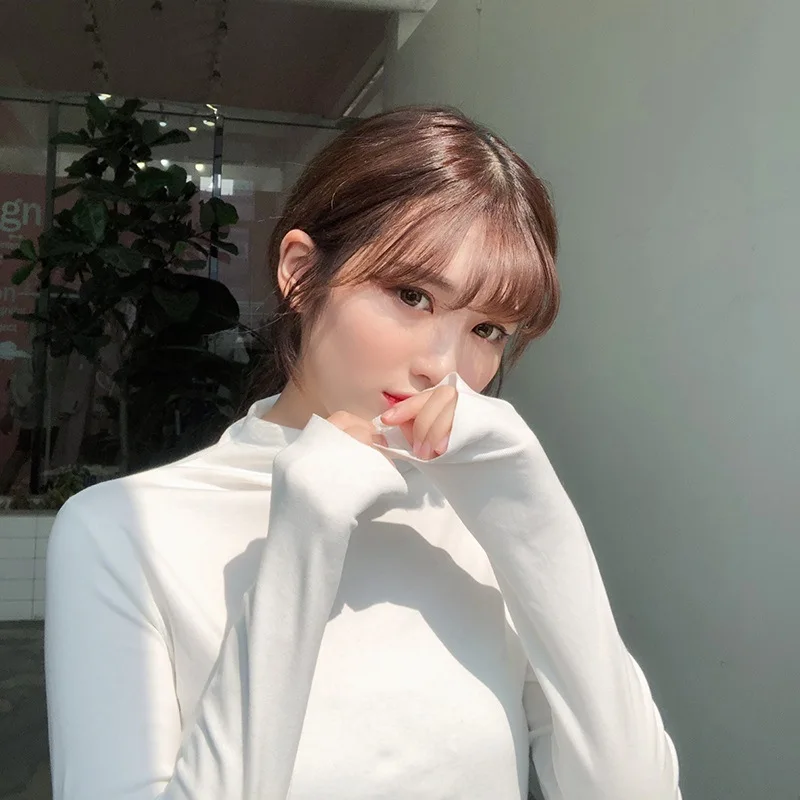 Winter Long Sleeve T-shirts Women Korean Fashion Slim Sexy Tops Y2K Vintage Turtleneck Tees Shirts  Cheap Clothes Woman Tshirts