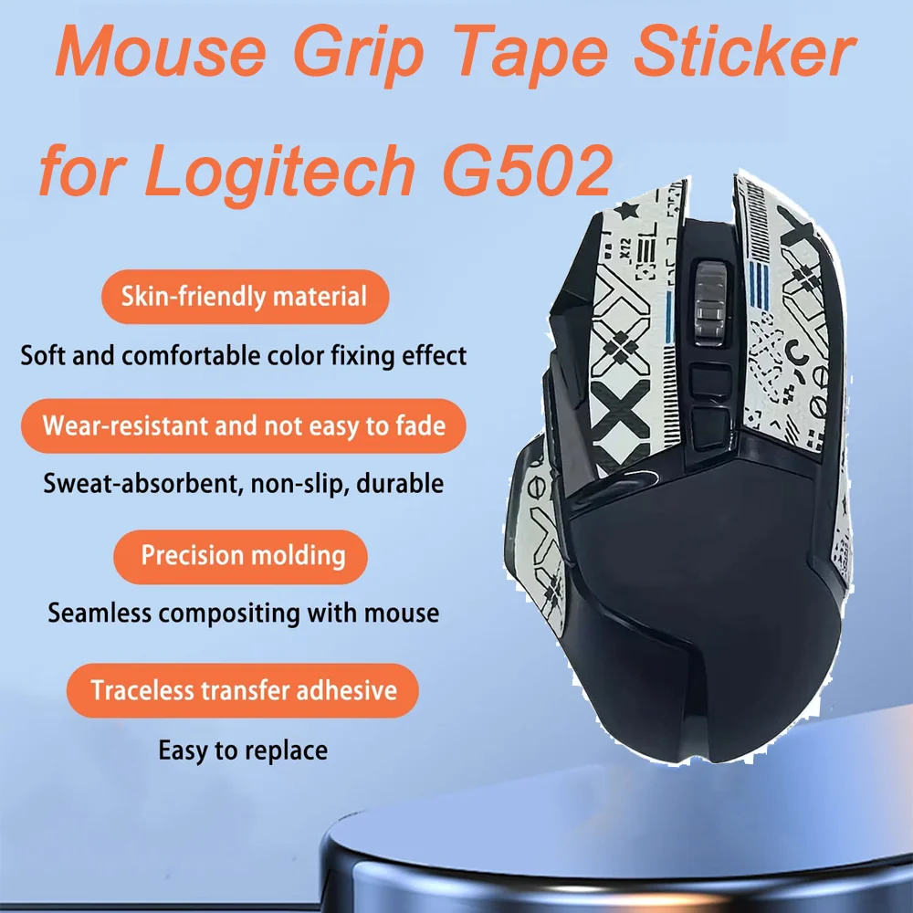 Mouse Grip Tape Sticker for Logitech G502 Mouse Anti Slip Skin Self-Adhesive,Pre-Cut,Sweat-Resistant Game Mice Accessories