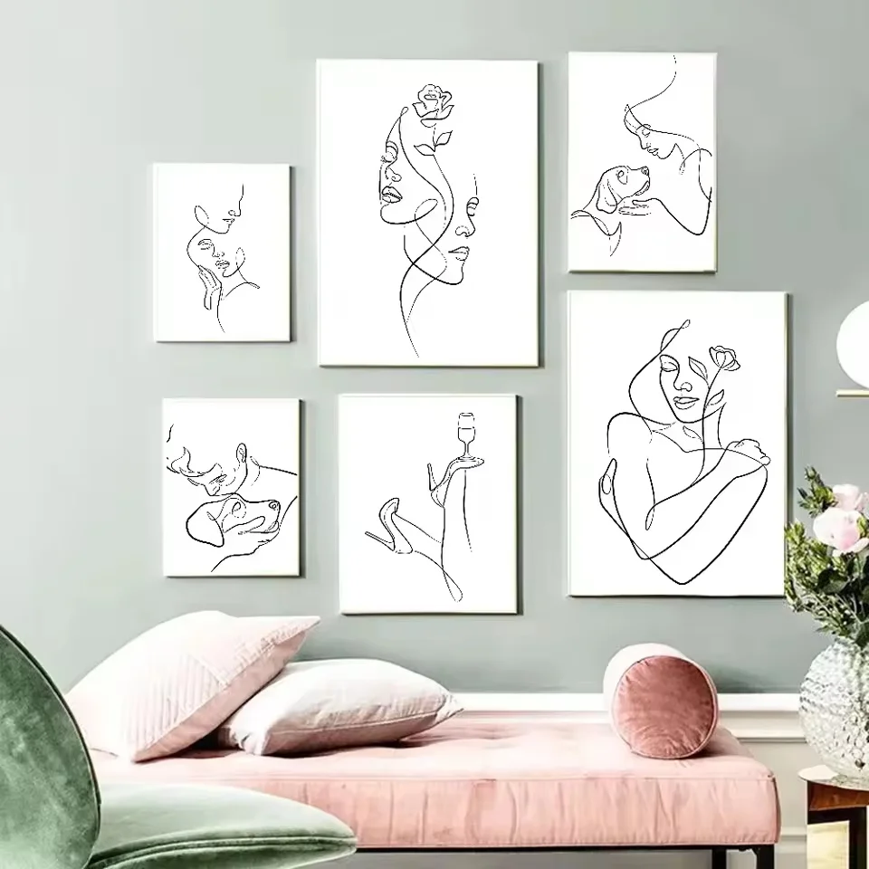 

Minimalist Lines Depicting Daily Life Poster Poster Art Wall Murals Decor Game Room Decor Gifts Kawaii HD Painting