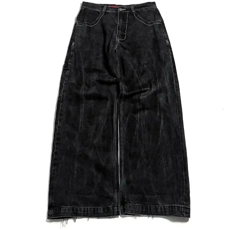 JNCO-pantalones vaqueros de cintura alta para hombre y mujer, pantalón holgado con bordado de calavera Retro, estilo gótico, Y2K, 2024