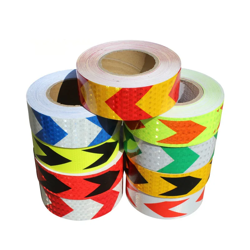 5CM Wide Road Traffic Construction Site Self-adhesive PVC Reflective Safety Tape Arrow/Twill Warning Sign 228M/lot