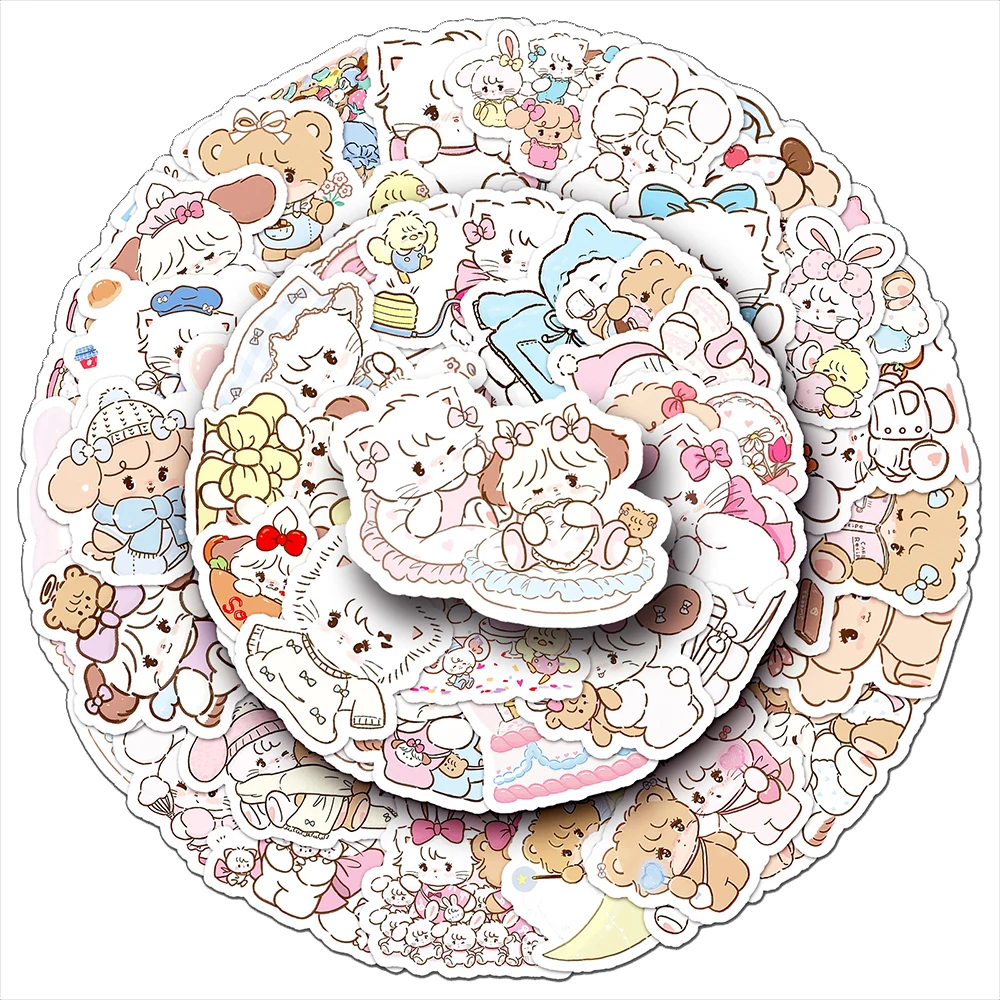 10/30/56pcs Leuke Cartoon Mikko Stickers Kawaii Anime Kitty Beer Meisje Decals Decoratie DIY Koffer telefoon Waterfles Sticker