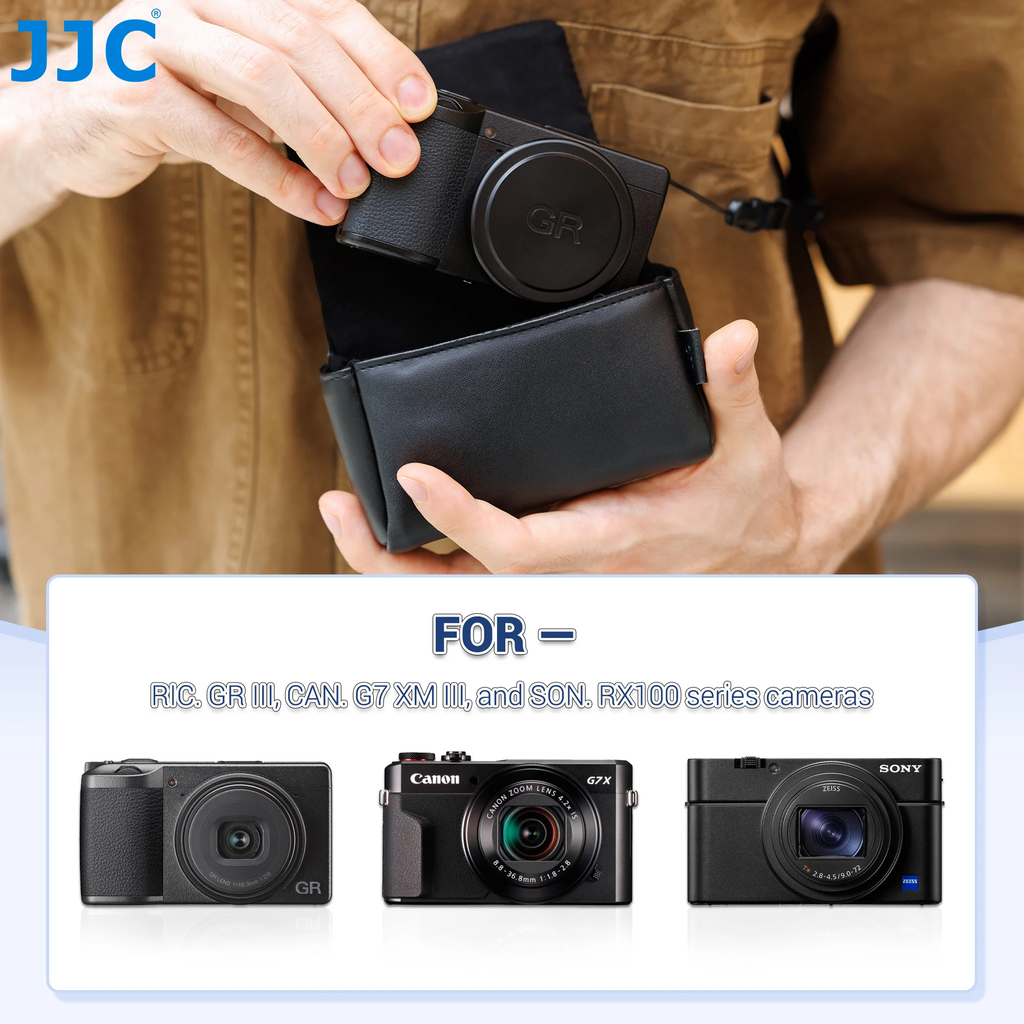 JJC حافظة كاميرا كيس مزموم لريكو GR IV GRIII كانون PowerShot G7 X G7X Mark III II Sony RX100 RX100II Lumix ZS99 حافظة محمولة