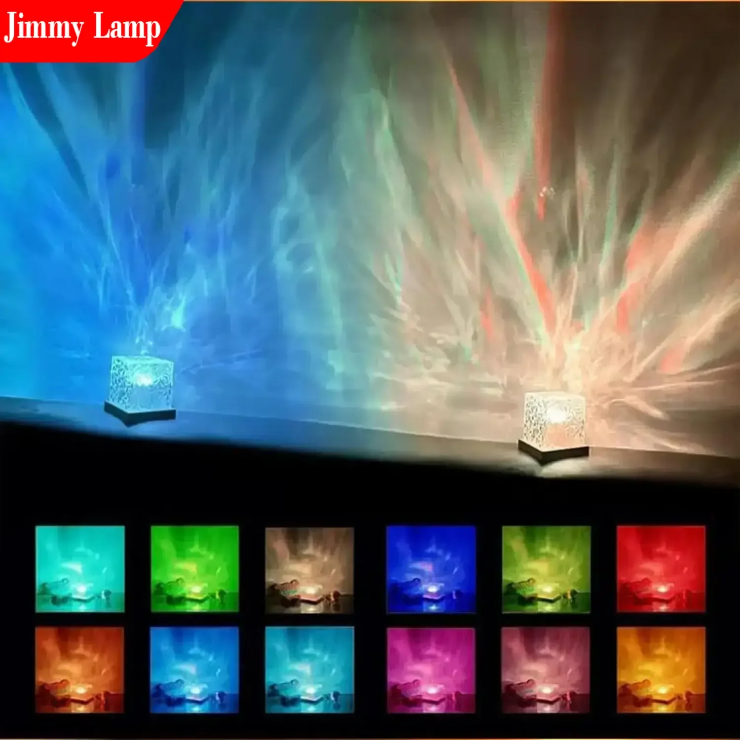

16 Color Ocean Wave Floodlight Imitation Wood RGB Dimming Dynamic Light and Shadow Water Pattern Night Light Home Bar Restaurant