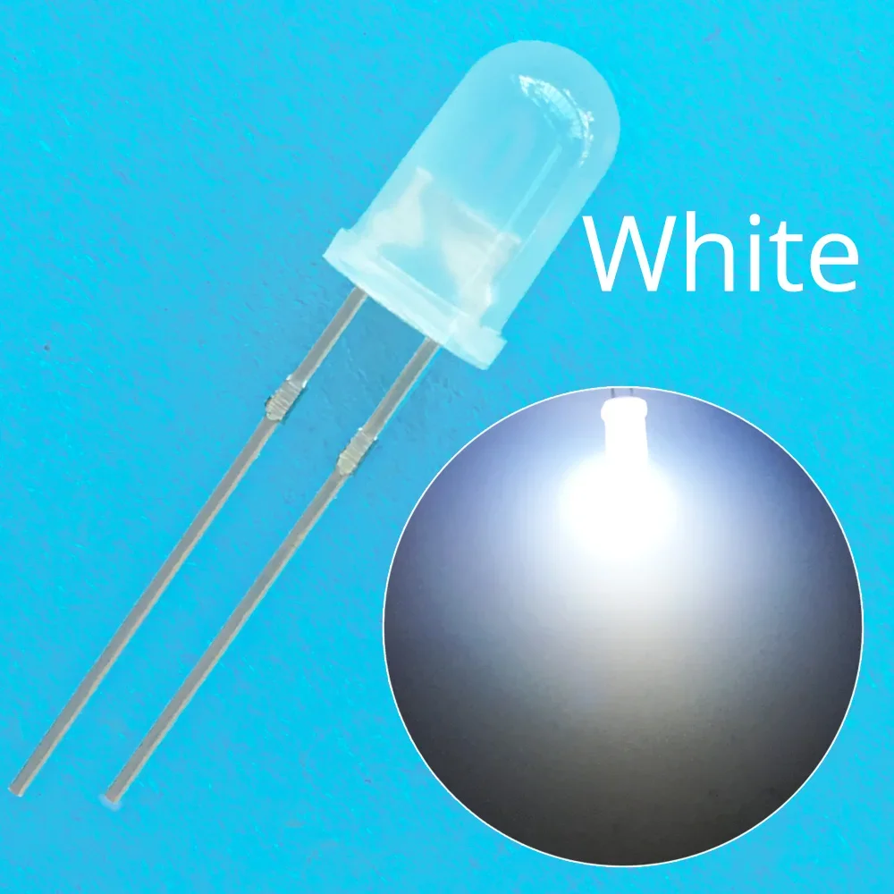 500Pcs 5mm Round Diffused White Red Green Blue Yellow Warmwhite 2pin Light-emitting Led Diode LED Bulb Lights Diodes Lamp Beads