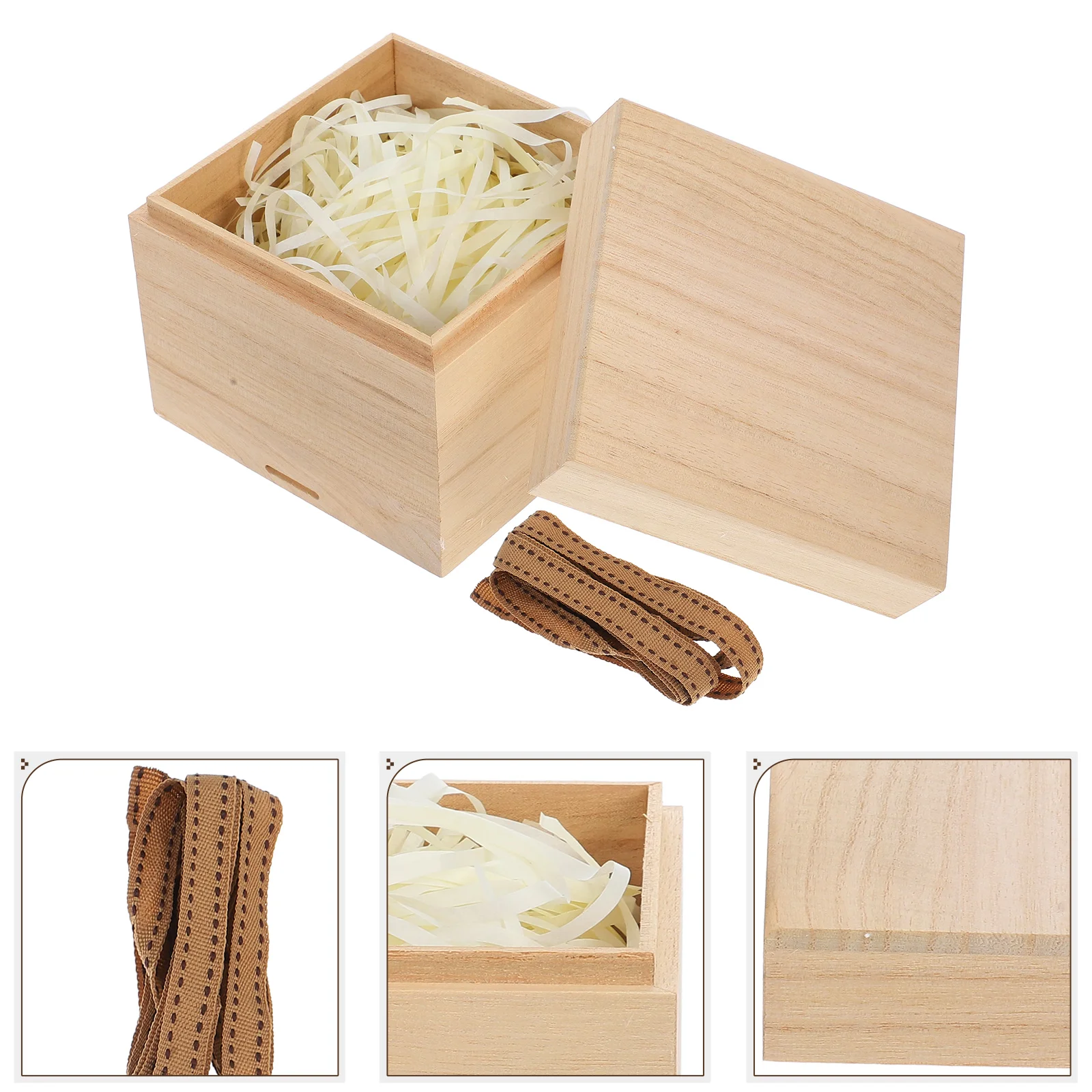 

Glass Box Blank Small Wooden Man Storage Bins with Lids Paulownia DIY Treasure Chest