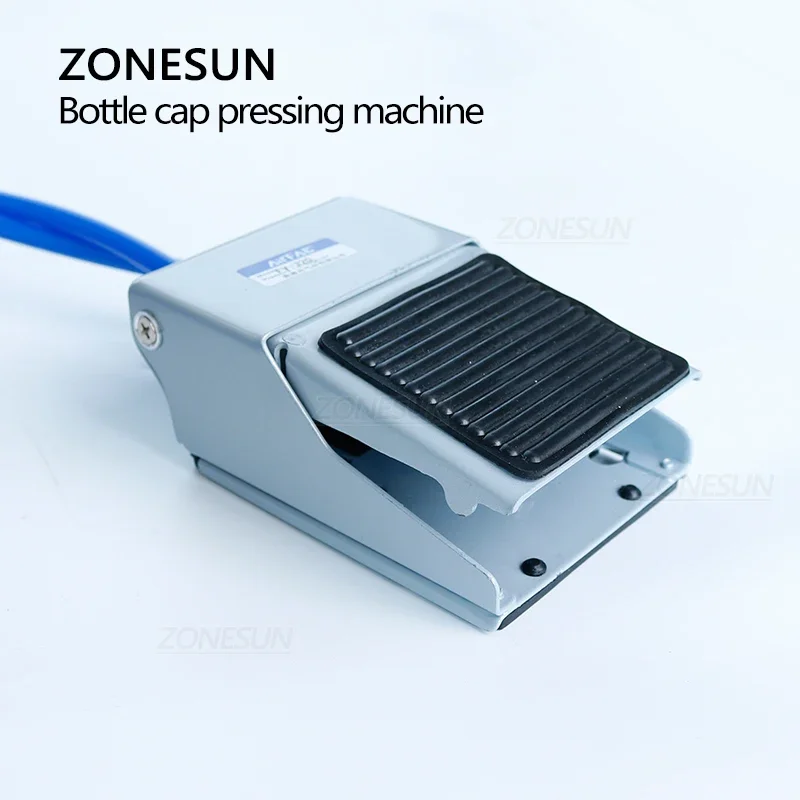 ZONESUN-máquina de prensado de tapa de botella pequeña neumática, ZS-XG70ZC, Crown Capper, leche en polvo, lata, cosméticos