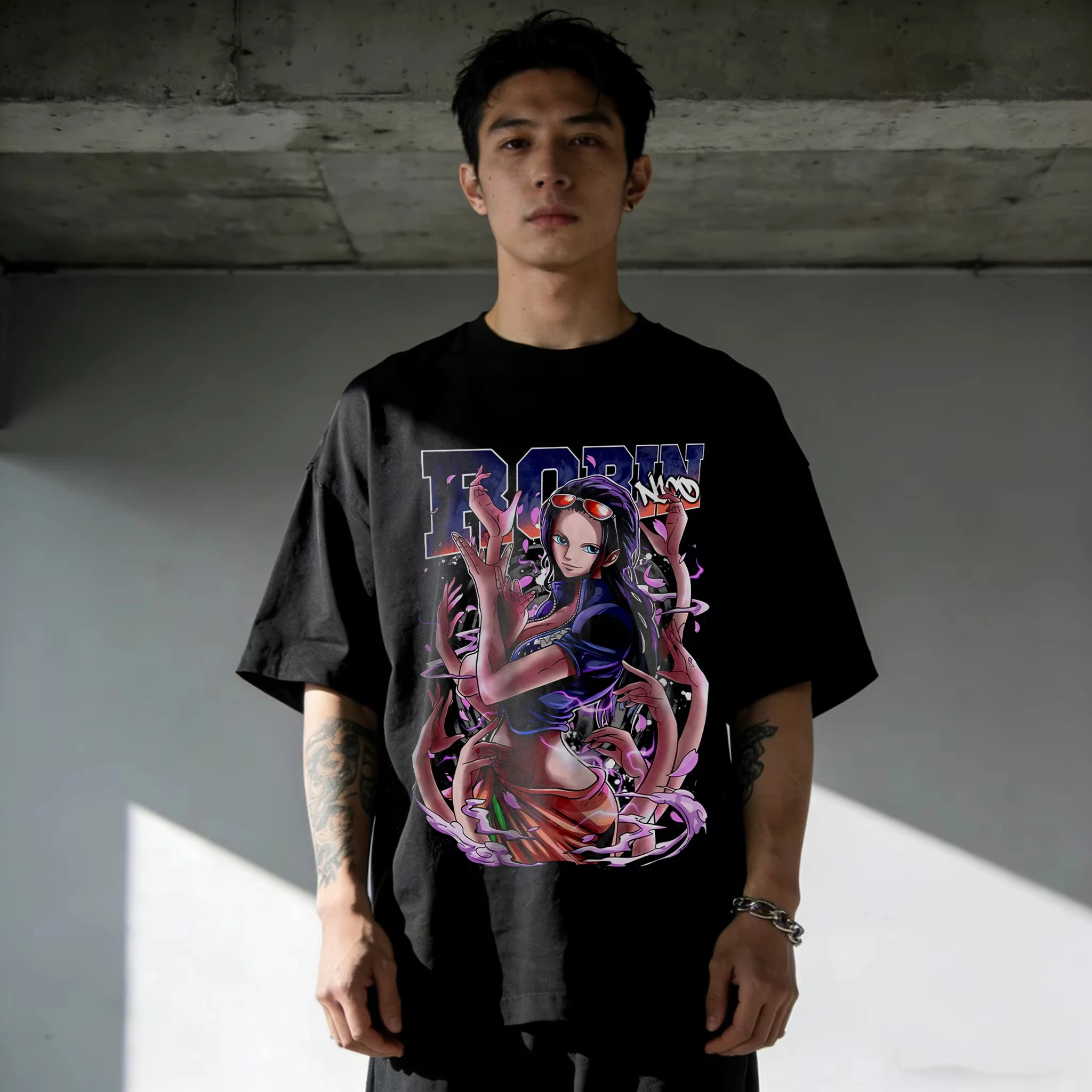 One Piece Men Women Cotton Nico Robin Print T-shirt Summer Anime Tee 2026 Short-sleeved Retro Harajuku Y2K Streetwear Tee Tops