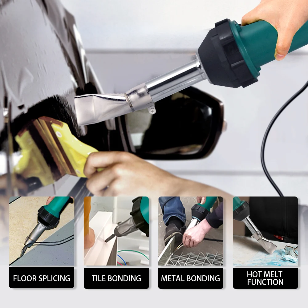 1080W 220V Plastic Hot Air Welding Gun Torch with Pencil Tip Nozzle Flat Tip Pressure Roller Welding Heat Gun Kit Welder Machine