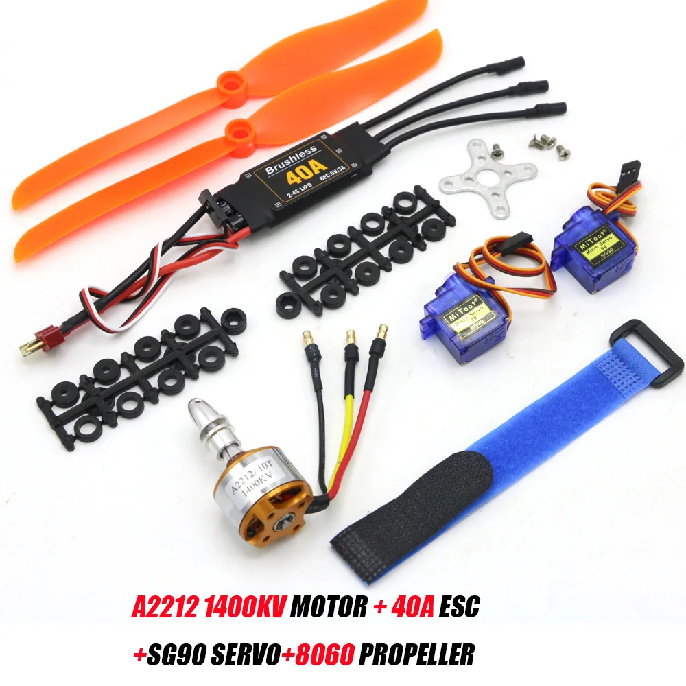 A2212 2212 2200KV 1400KV 1000KV Borstelloze Motor 30A 40A/40A BLheli ESC SG90 9G Micro Servo voor RC Vaste Vleugel Vliegtuig Helikopter