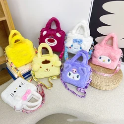 6 Style Sanrio Plush Bag Kawaii Kuromi Melody Cartoon Handbag Portable Crossbody Cosmetic Travel Storage Bag Women Girls Gift