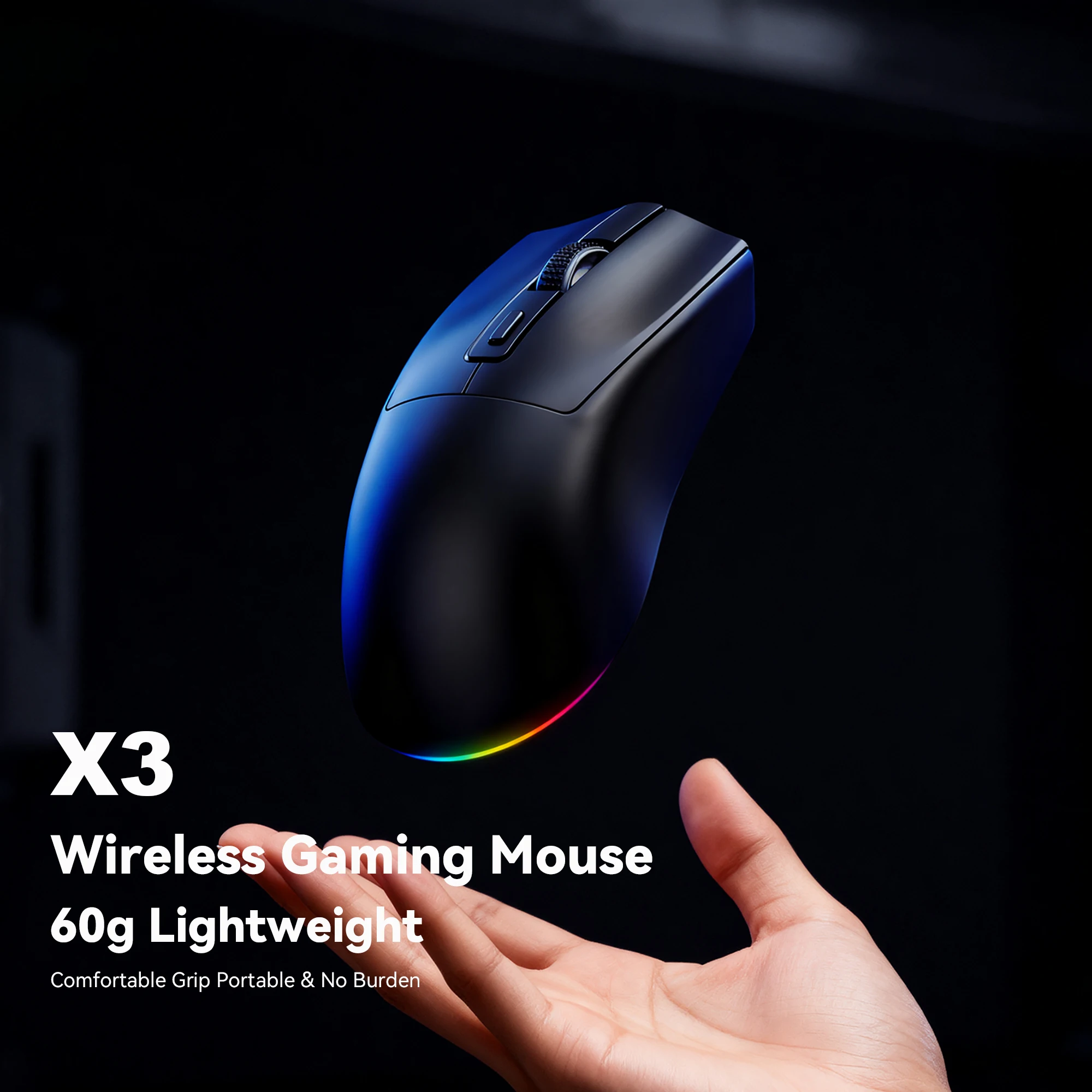 Dual-Mode Wireless Mouse with Magnetic Charging Dock RGB Backlit 3-Speed DPI Settings 2.4G/BT Connectivity for Daily Use