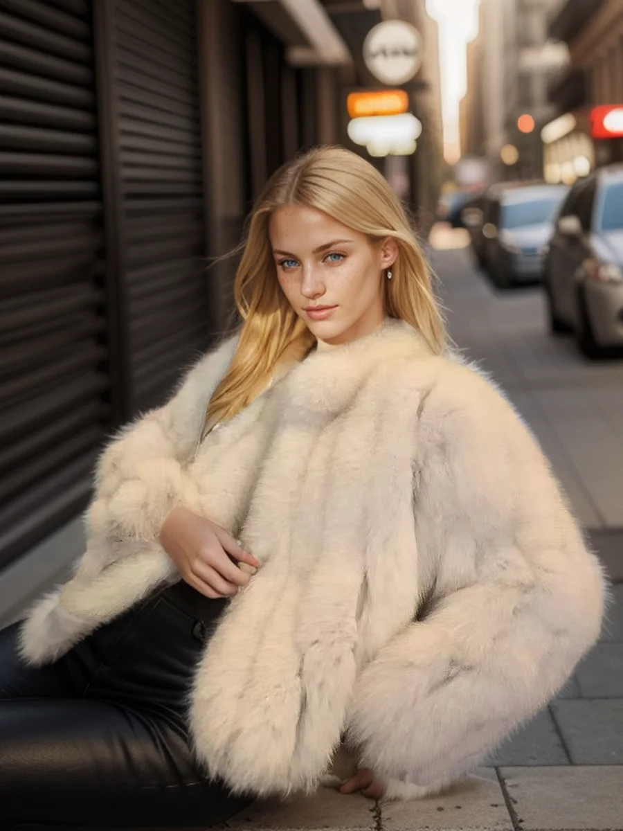 Winter popular warm fox fur whole leather genuine fur small square collar versatile fashionable young slim fur coat for women