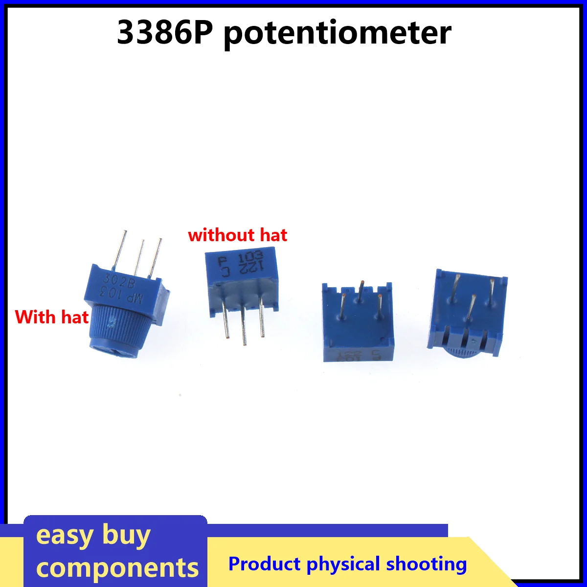 

10Pcs 3386P Top Adjustable Cap 50K 503 10K 103 1K 102 100K 104 1M 105 500K 504 501 500R 203 20K 502 5K 202 2K 204 Potentiometer