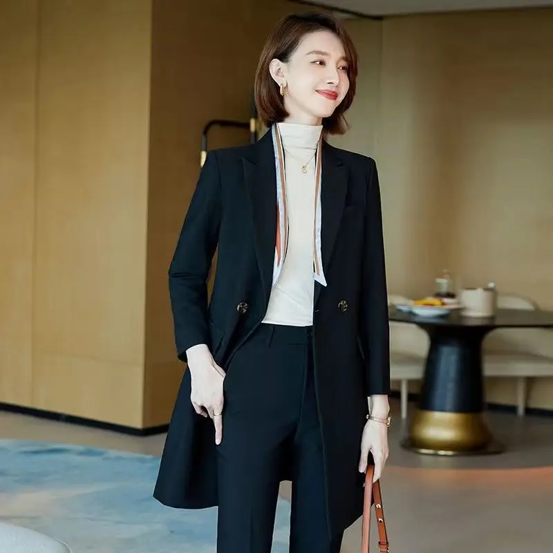 Suit Collar Trench Coat Two-piece Women's Autumn and Winter 2022 New Korean Fashion Solid Casual Top Elegant Women's Suit