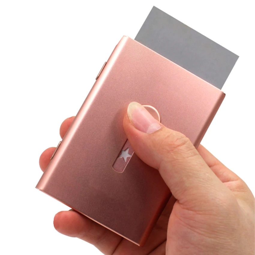 Creatieve Metalen Visitekaartje Doos Mannen Automatische Visitekaartje Houder Container Push Type Naam Card Case Kantoorbenodigdheden