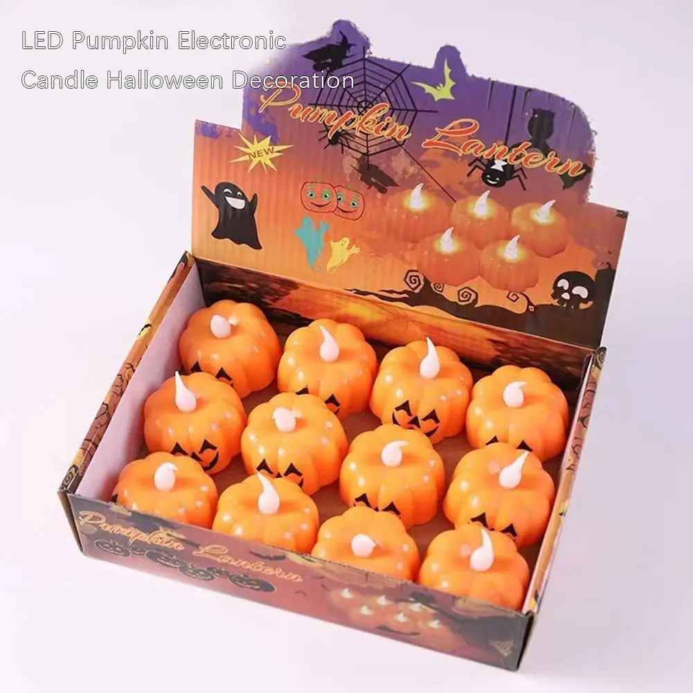 1PC Halloween Pumpkin Lights LED Electronic Candle Lights Bar Halloween Props Haunted Home Decoration Props Horror House H4A7