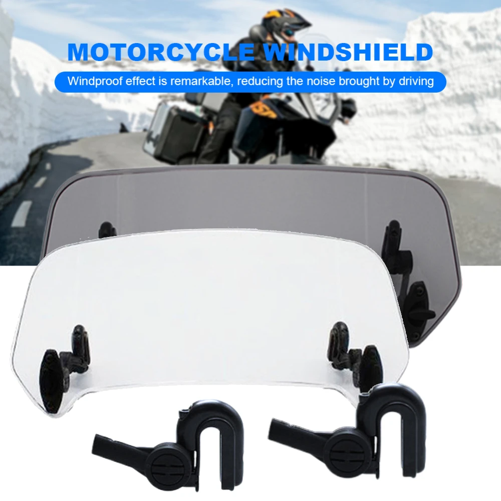 

Universal Motorcycle Windshield Extension Adjustable Spoiler Clamp-On Windscreen Deflector For BMW KAWASAKI YAMAHA HONDA SUZUKI