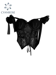 Women's Crop Top Vintage Y2k Summer Sexy Camisole Fashion Streetwear Black Bandage Tube Top Female Sleeveless Off Shoulder Vest