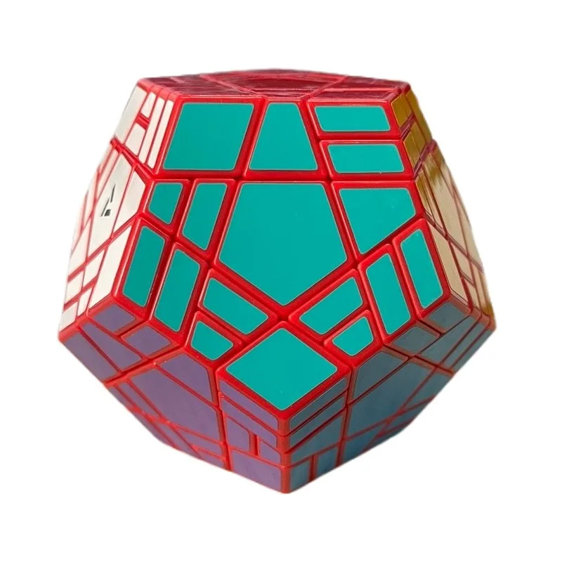 Aj split megaminx edição limitada cubo mágico 5x5 dodecaedro twisty quebra-cabeça cubo mágico cubo vermelho inteligência brinquedo presente do miúdo