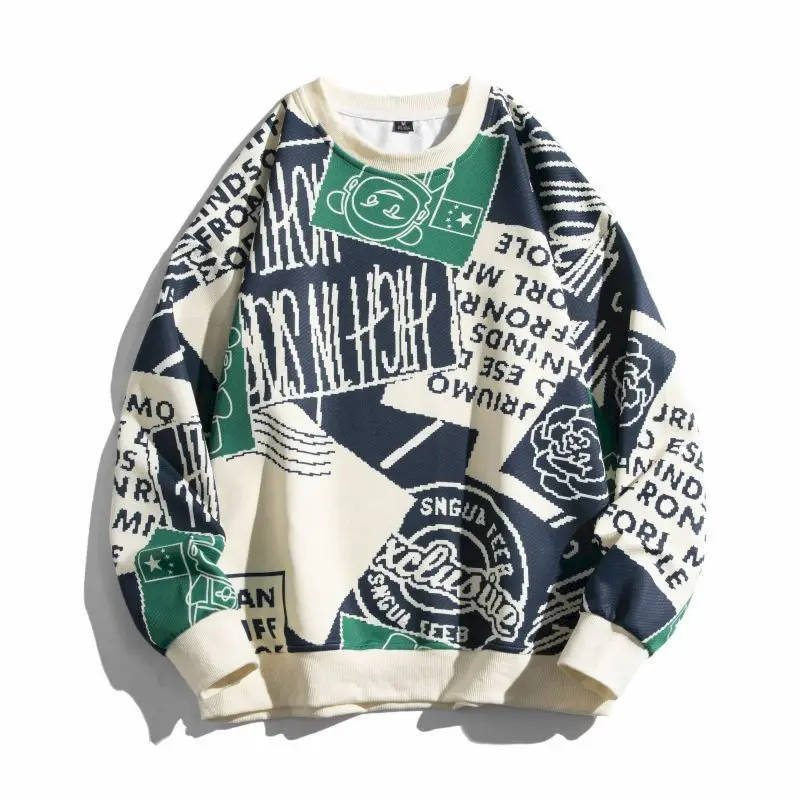 Fashion Pullovers Men Women Letters Design Printed Couples Pullover Casual Loose Long Sleeve T-shirt Spring Autumn Trend Y2k Top