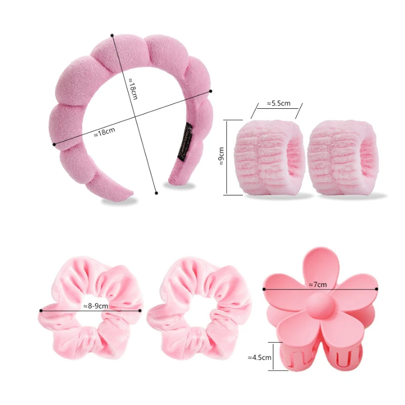 عصابة رأس لغسل الوجه مكونة من ست قطع، عصابة رأس سحابية، عصابة رأس لليوجا التجميلية، صندوق هدايا دبوس شعر على شكل حلقة للأمعاء الغليظة