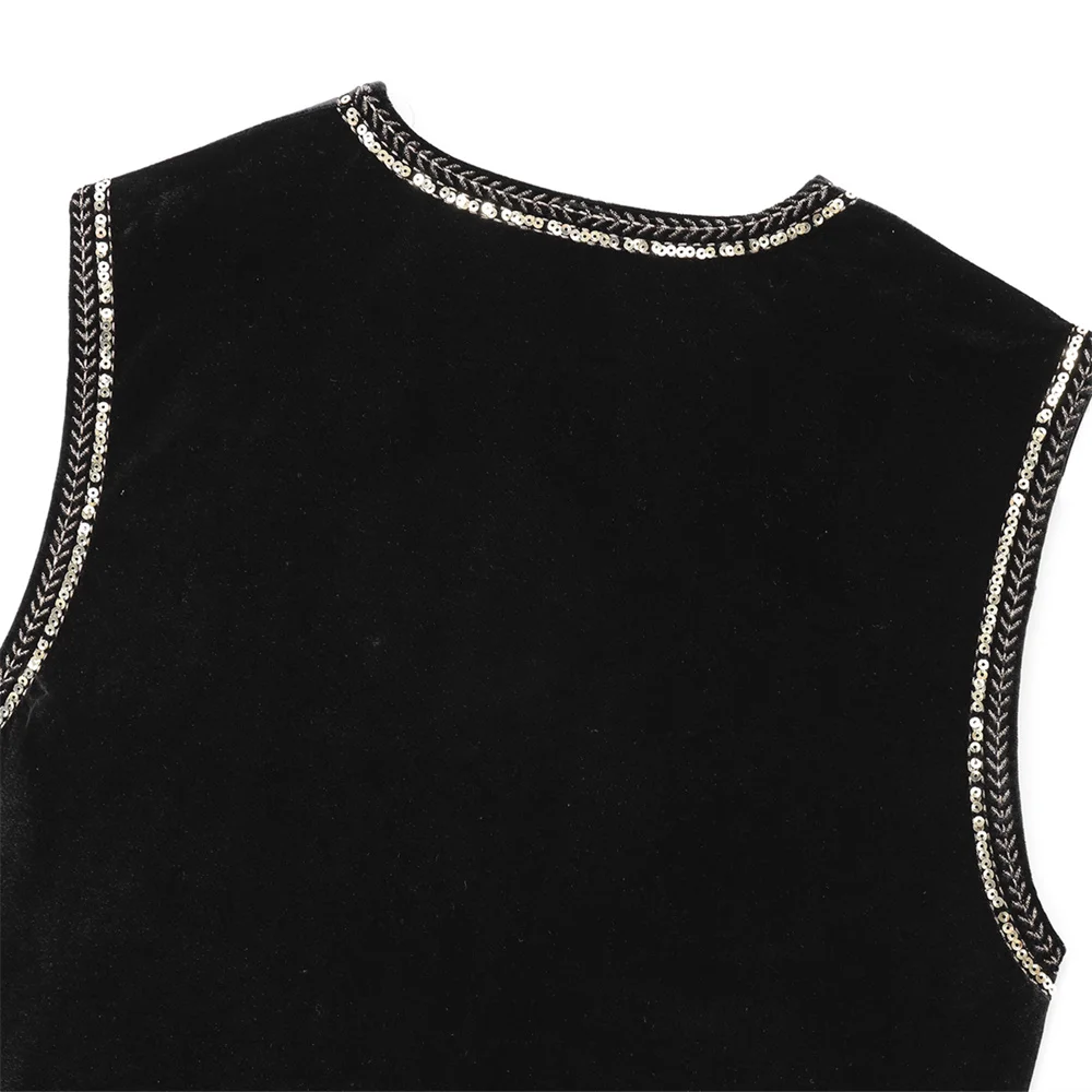 سترة نسائية بسيطة مزخرفة بالخرز على شكل حرف V سترة صوفية للخريف والشتاء منتج جديد سترة مطرزة #5