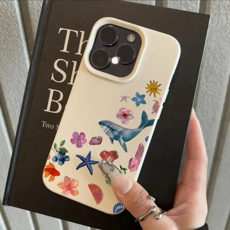 Staubdichte Marine-Schutzhüllen mit Litschi-Muster für iPhone 17 Pro Max, iPhone 16, 13, 14, 15, 12, 11, XS, XR Plus, Meeresschildkröten-TPU-Hülle – Detail 2