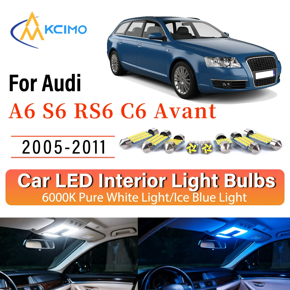 

Interior Lighting Kit For Audi A6 S6 RS6 C6 Avant 2005-2011 LED Bulbs for Dome Map Door Trunk License Plate Light